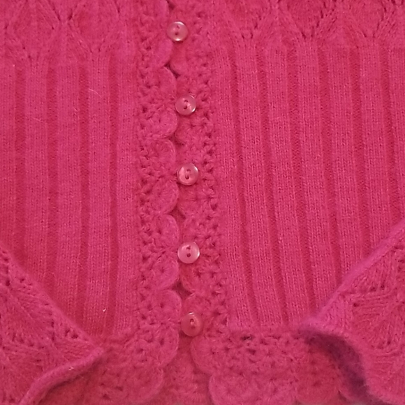 Lacey knit cardigan with angora.  Size L - Picture 3 of 4
